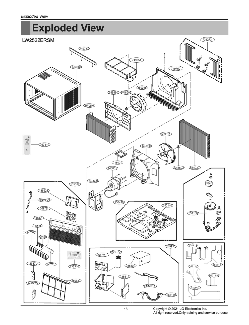Diagram 1 Diagram and Parts List for LW2522ERSM AT3AUSH LG Air Conditioner