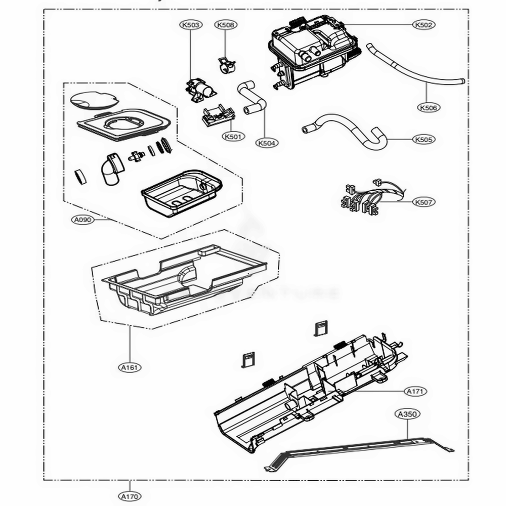 Guide Assembly Diagram and Parts List for DLGX5171W ABWESED LG Dryer