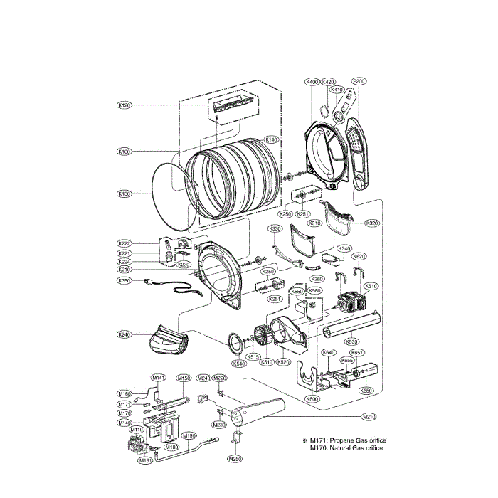 Drum And Motor Assembly Diagram and Parts List for DLGX3876W 00 LG Dryer