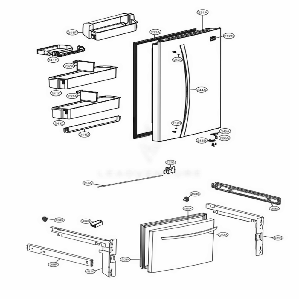 Door Parts Diagram and Parts List for 79023 ASTCSE4 LG Refrigerator