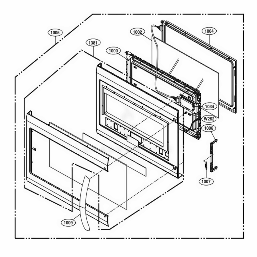 Door Parts Diagram and Parts List for LMVM2033BM CBMELGA LG Microwave