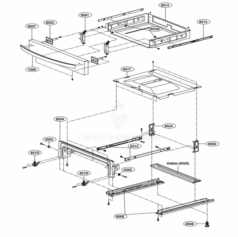 Drawer Parts Diagram and Parts List for LSE4613BD ABDLLGA LG Range