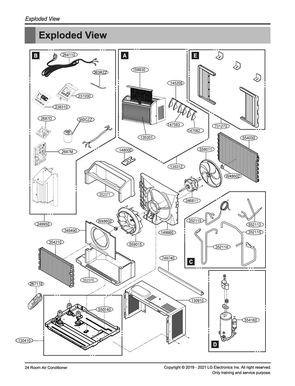Diagram 1 Diagram and Parts List for LW6017R AT1AUSL LG Air Conditioner