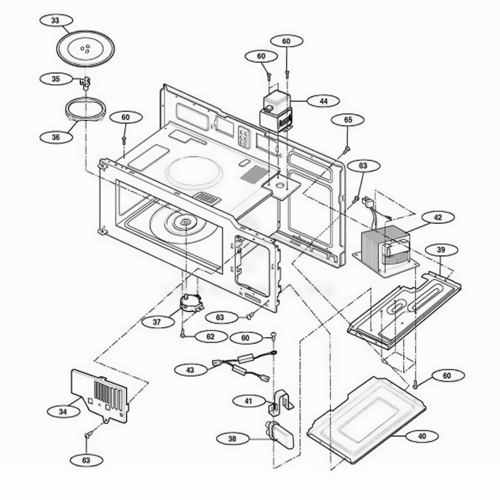 Interior Parts 1 Diagram and Parts List for NNS244WL CWHEMAT LG Range