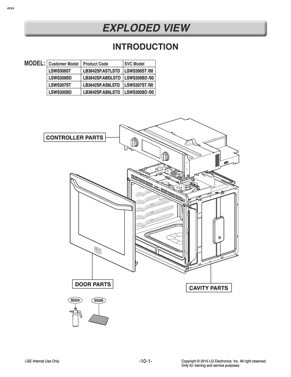 Introduction Diagram and Parts List for LB3642SP ABDLSTD LG Range