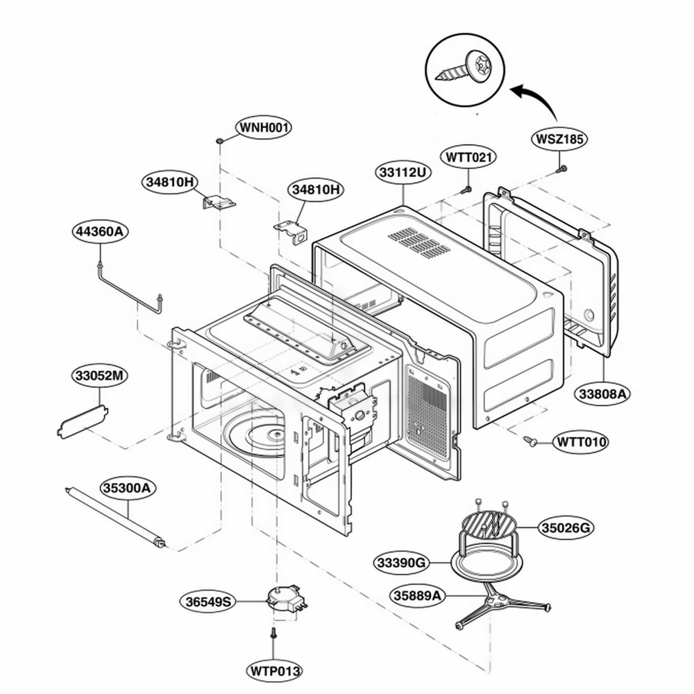 Oven Cavity Parts Diagram and Parts List for MB3949G CBKPNPL LG Range
