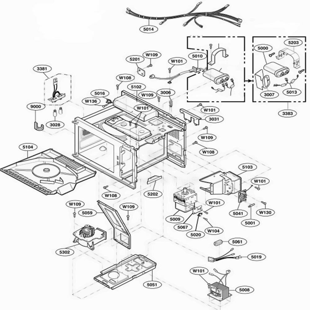 Interior Parts Diagram and Parts List for DFS11G ASTQMTR LG Range