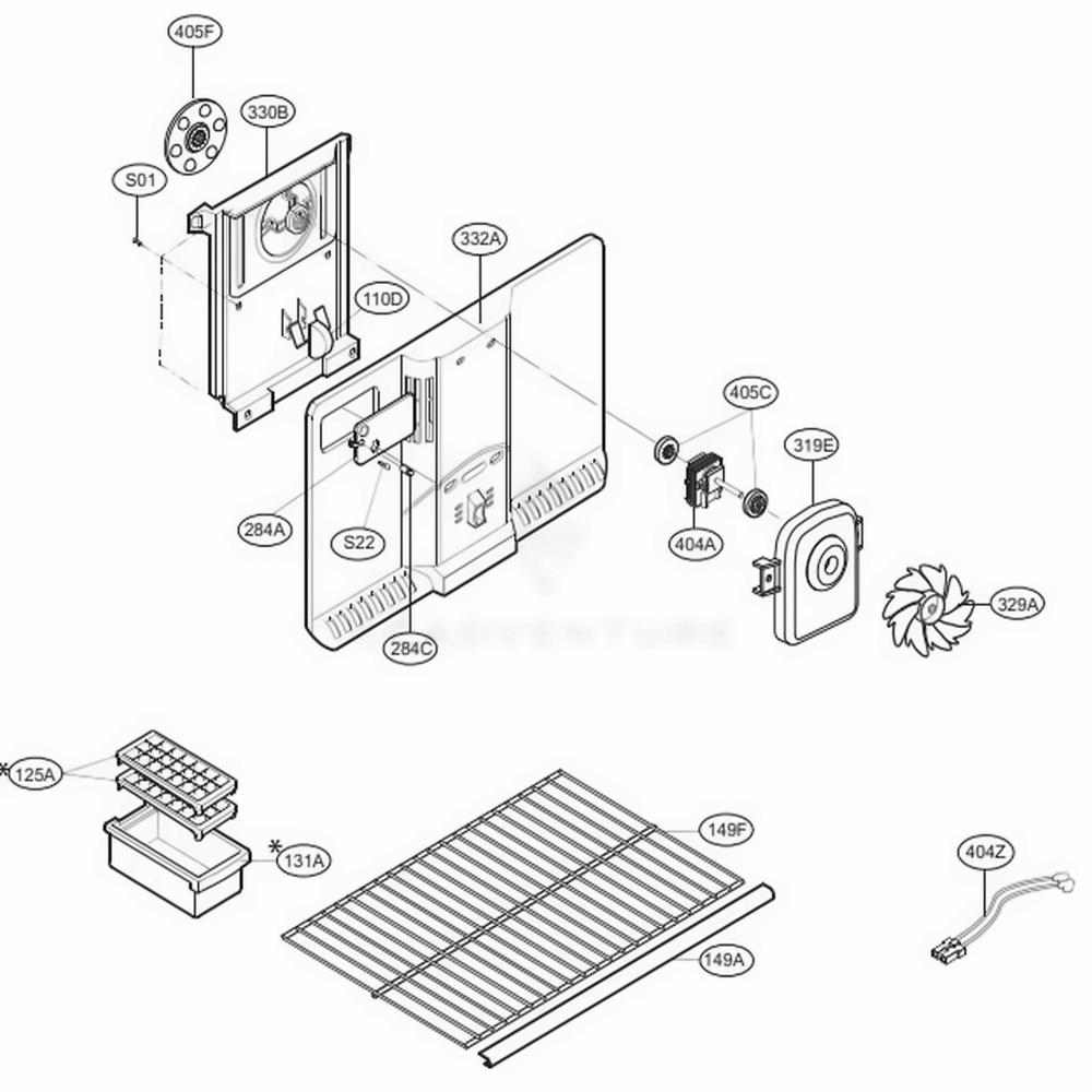 Freezer Parts Diagram and Parts List for 69913 ASTCSER LG Refrigerator