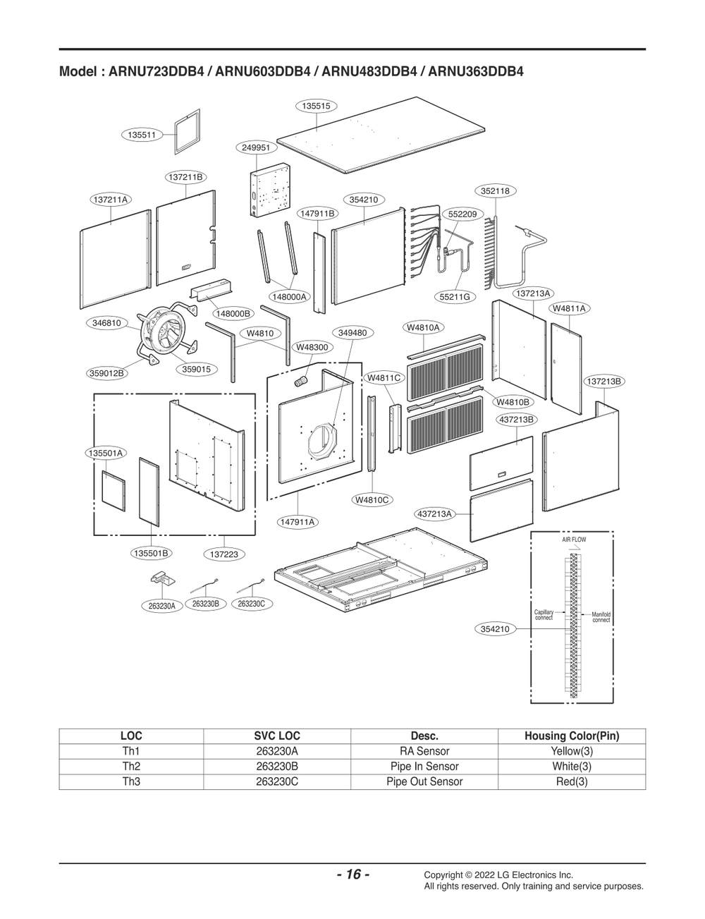 Diagram 1 Diagram and Parts List for ARNU363DDB4 ENCXLUS LG Air Conditioner
