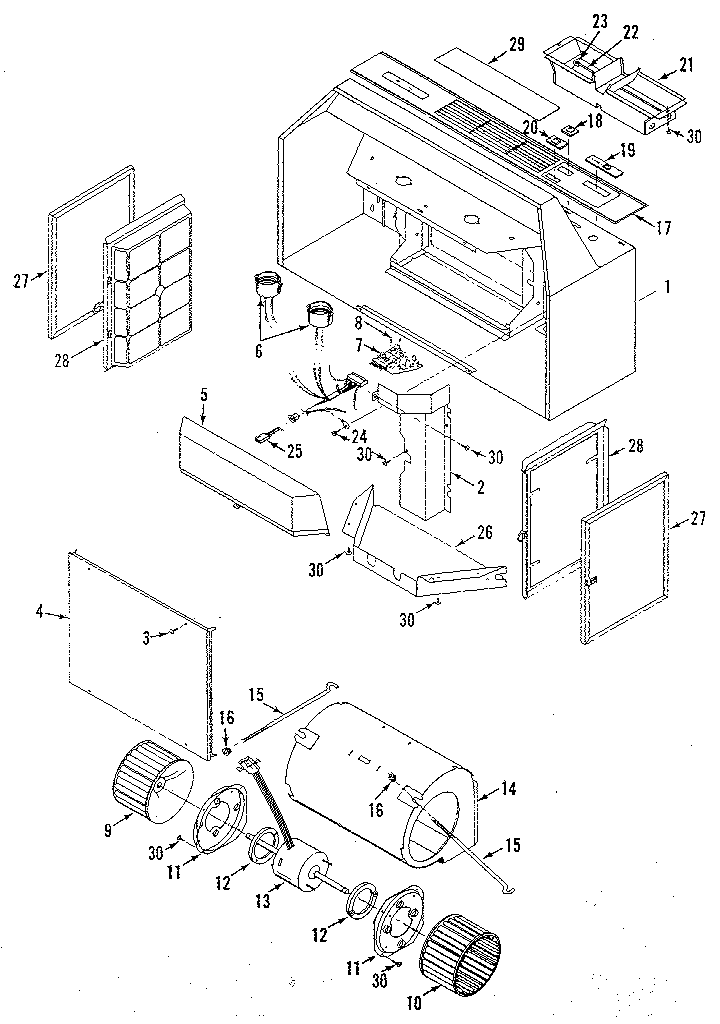 Range Hood Diagram and Parts List for 2335238510  Kenmore Range Hood