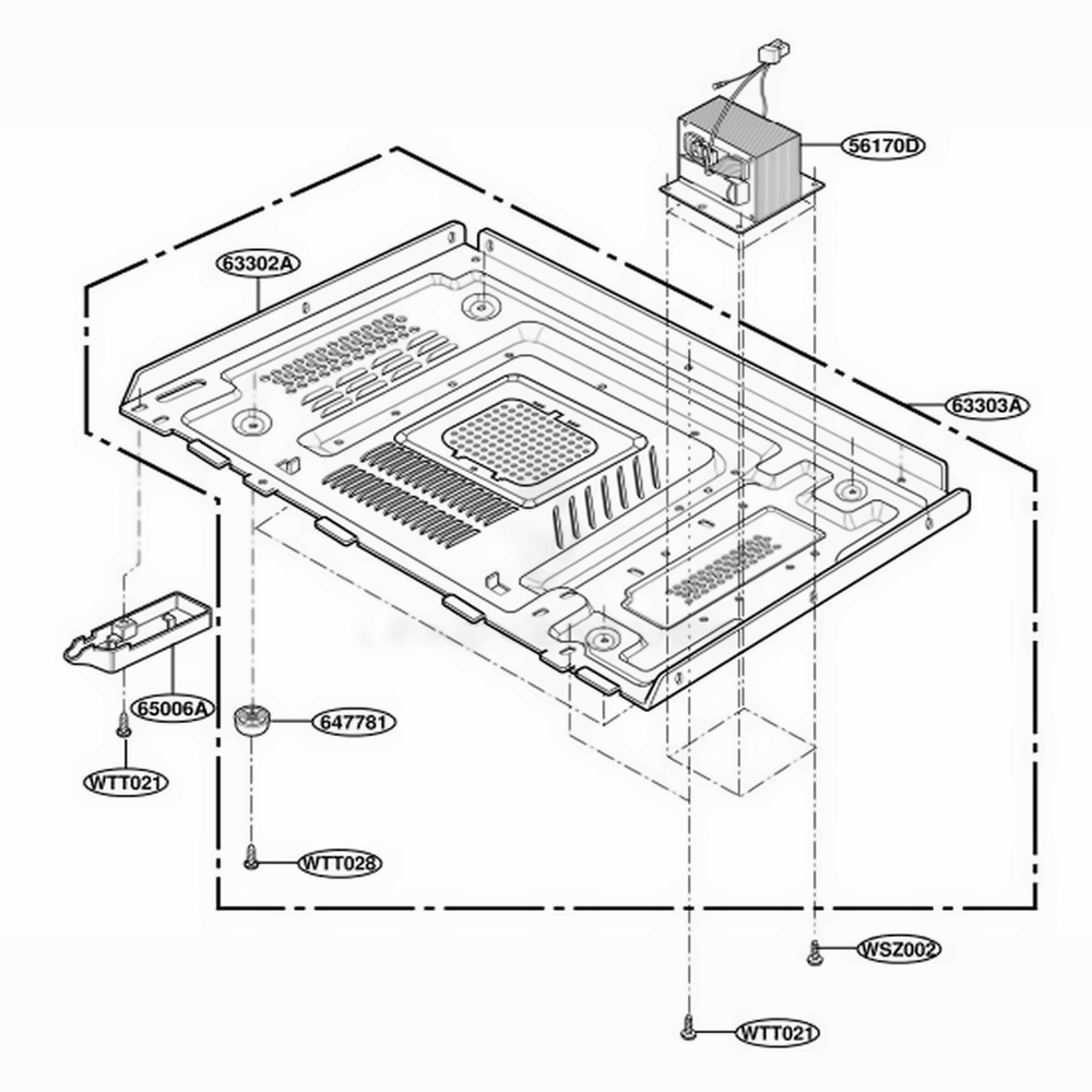 Base Plate Parts Diagram and Parts List for LTM9000B ABKELGA LG Range