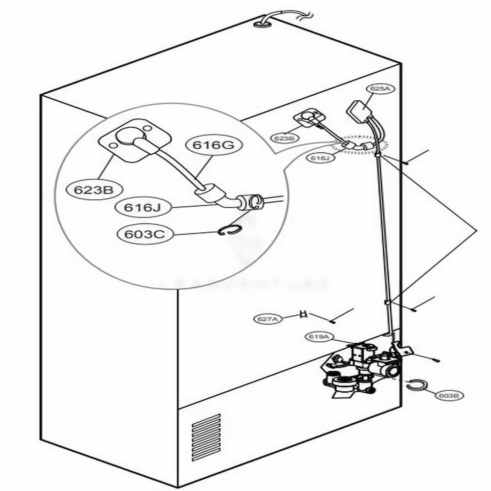 Valve And Water Tube Parts Diagram and Parts List for 74049 AWBCSE1 LG Refrigerator