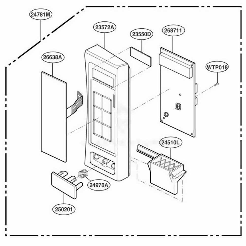 Control Panel Parts Diagram and Parts List for 88030 AMWESEC LG Range
