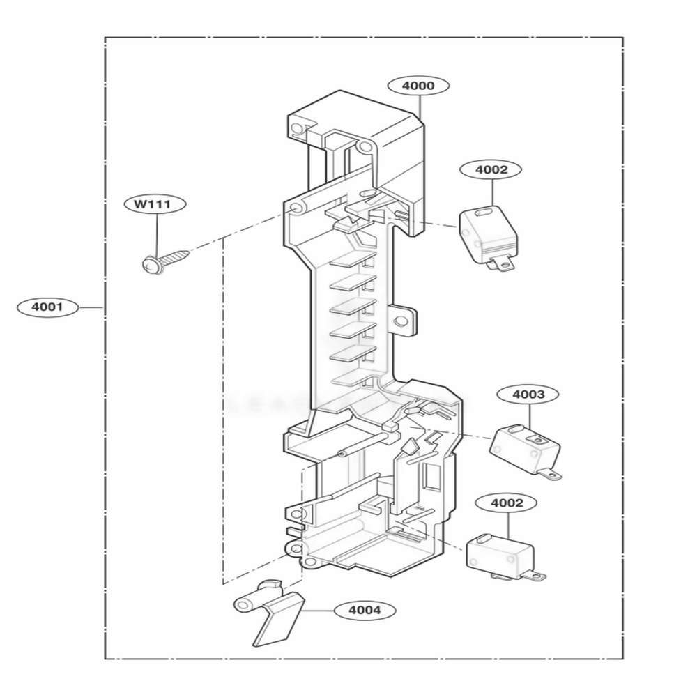 Latch Board Parts Diagram and Parts List for MH6141XKQ AW2EWRP LG Wall Oven