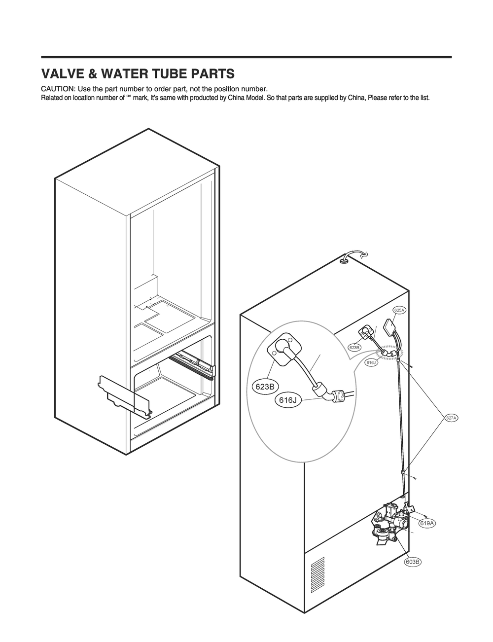 Valve And Water Tube Parts Diagram and Parts List for GR-L288NSXM ASTCNA8 LG Refrigerator