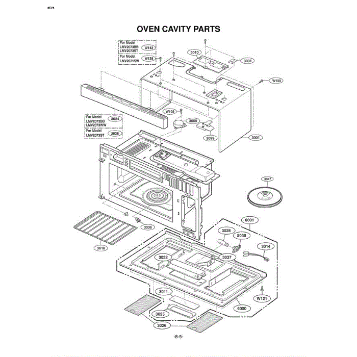 Section 2 Diagram and Parts List for LMV2073BB ABKELGA LG Microwave Oven Combo