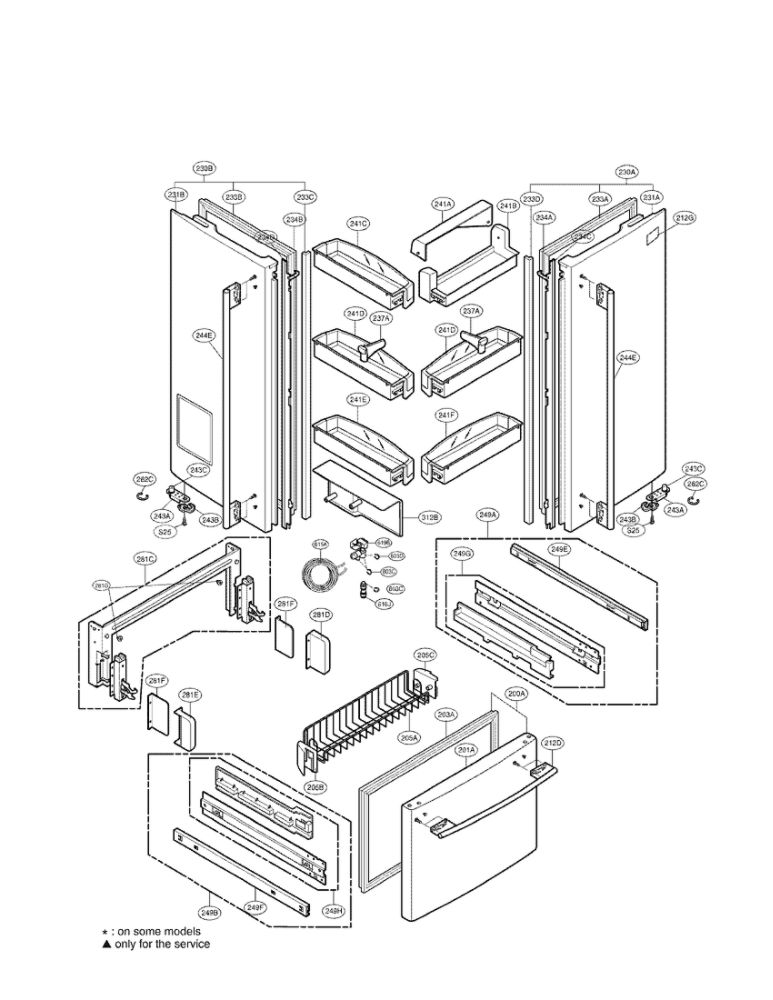 Door Parts Diagram and Parts List for LRFD25850ST 00 LG Refrigerator