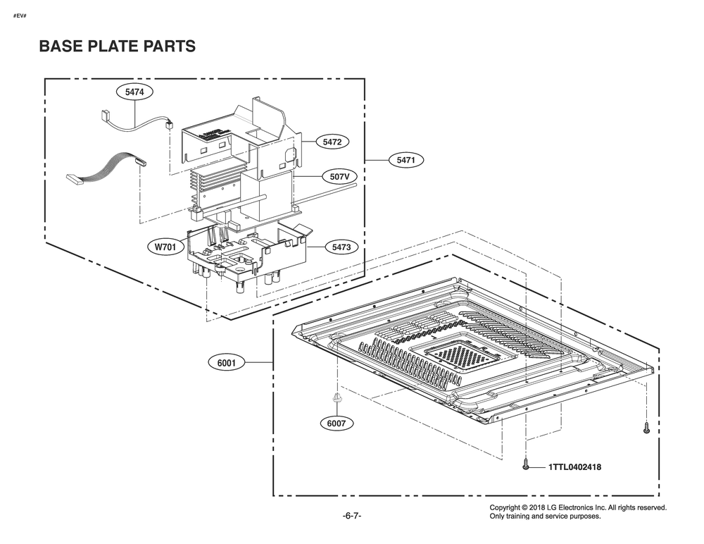 Base Plate Parts Diagram and Parts List for MS2096HSS CSSESGN LG Microwave