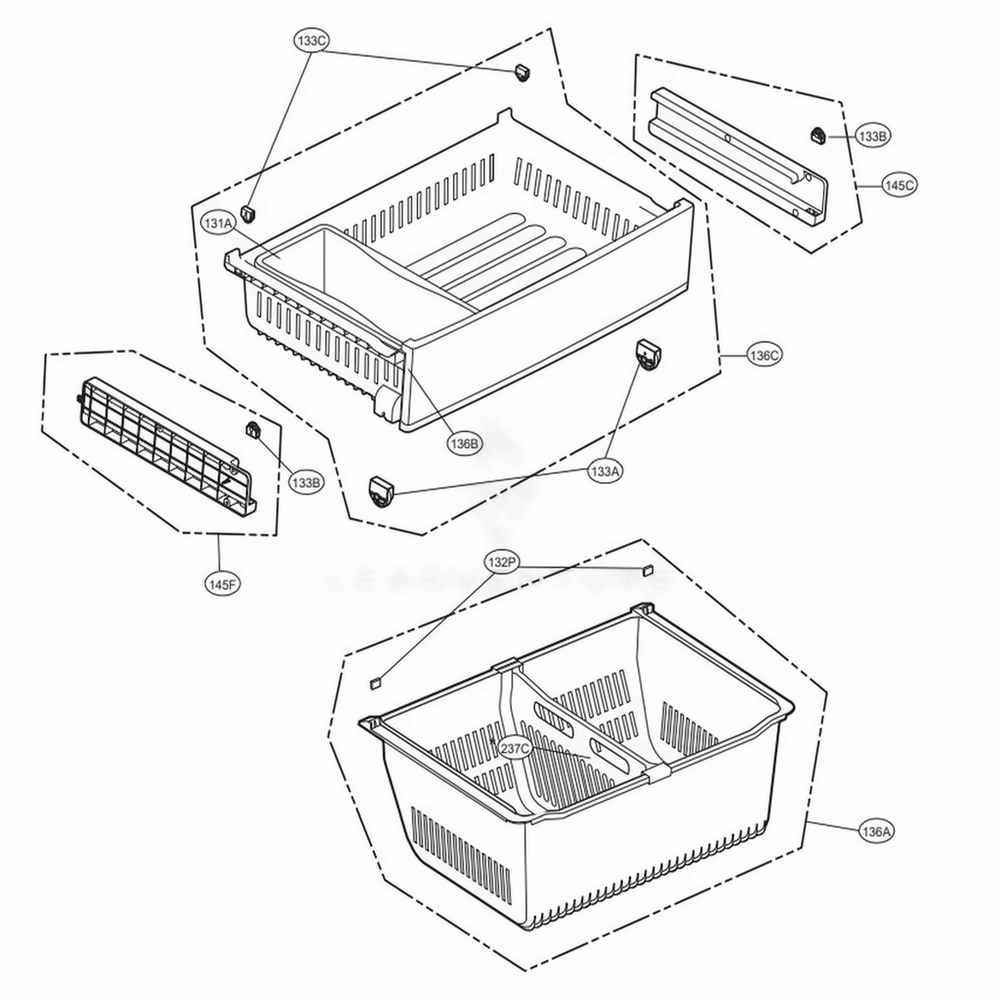 Freezer Parts Diagram and Parts List for LFXS28596S ASTCNA0 LG Refrigerator