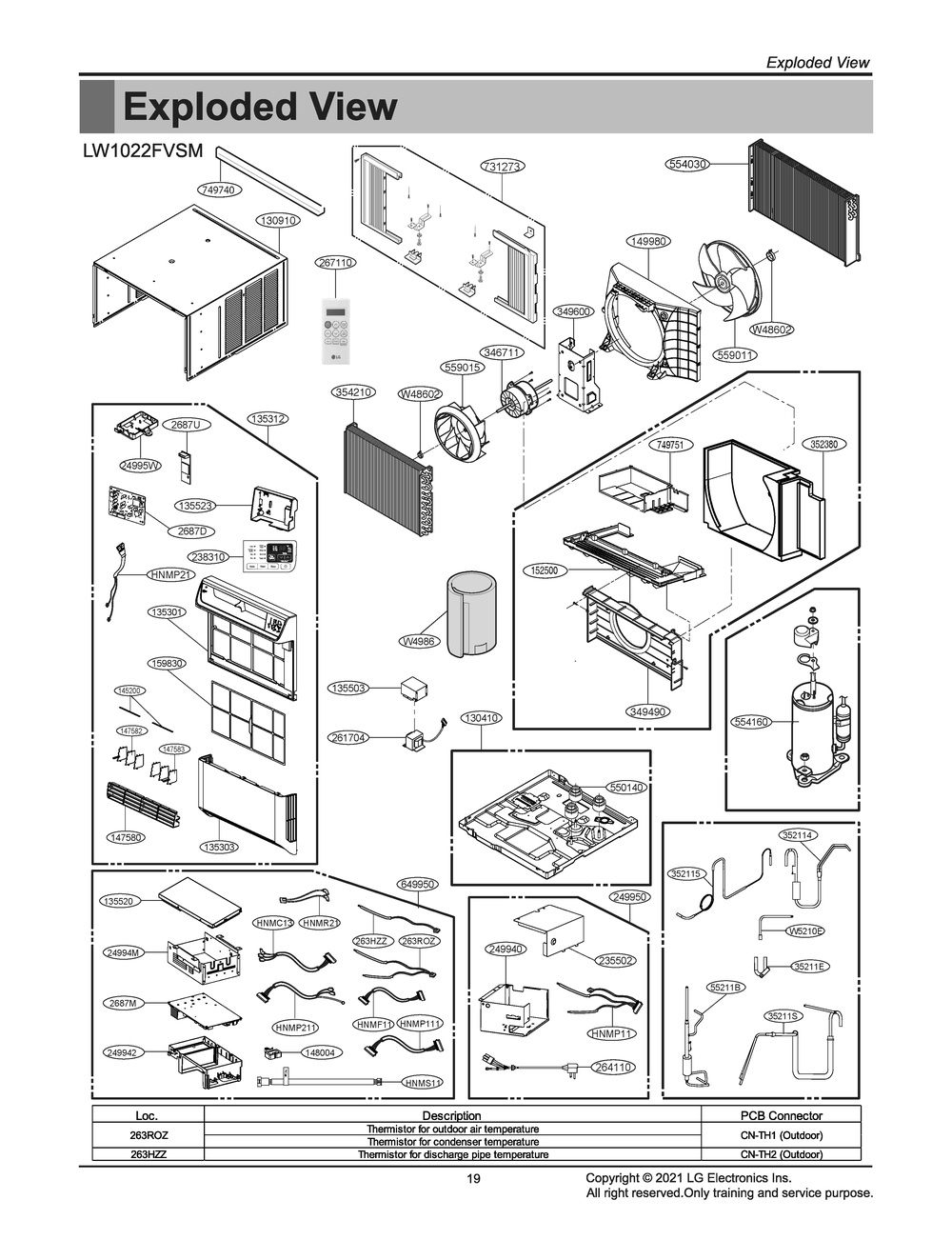 Diagram 1 Diagram and Parts List for LW1022FVSM AT1AUSH LG Air Conditioner