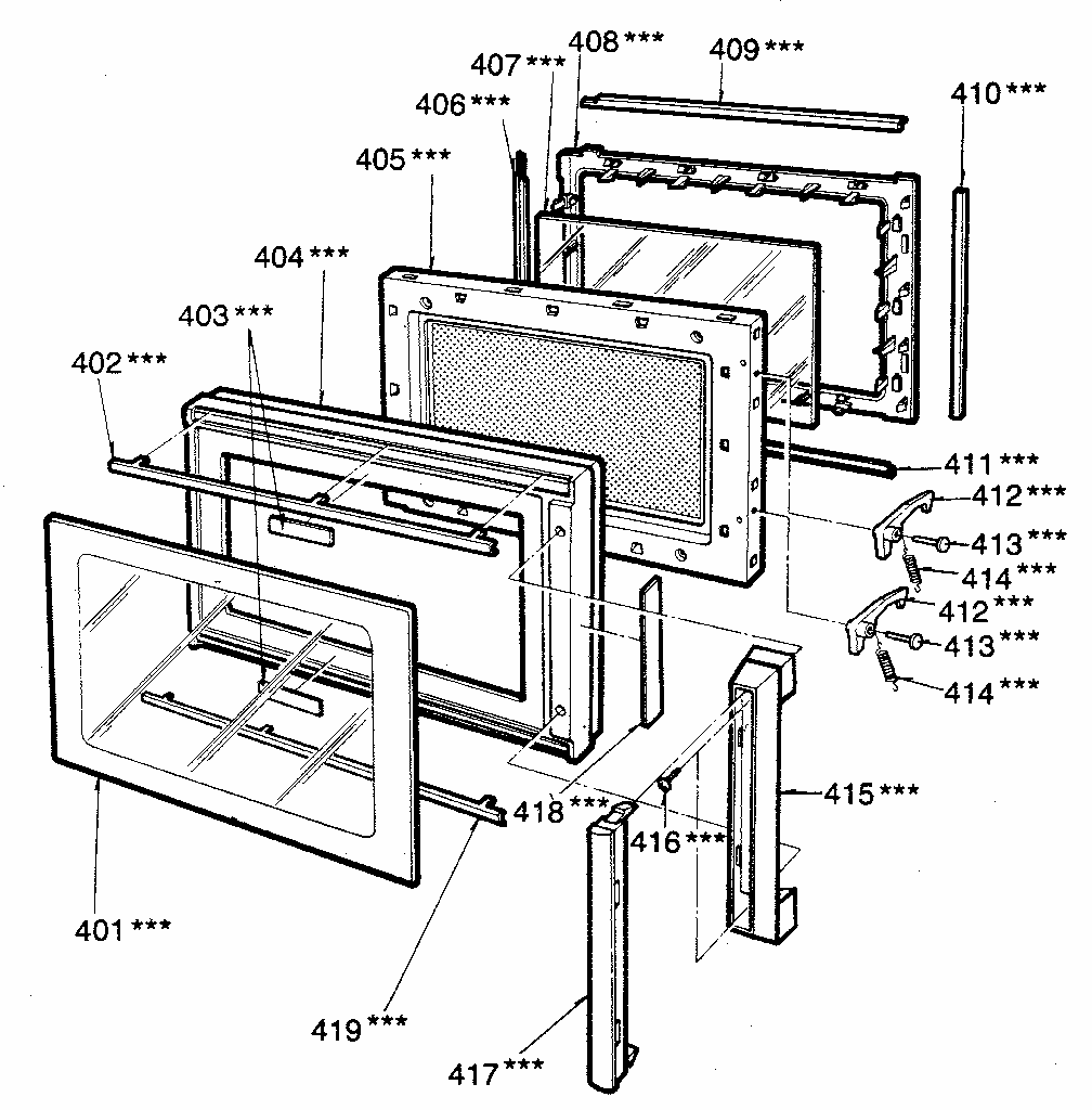 Door Diagram and Parts List for 7218853180  Kenmore Microwave