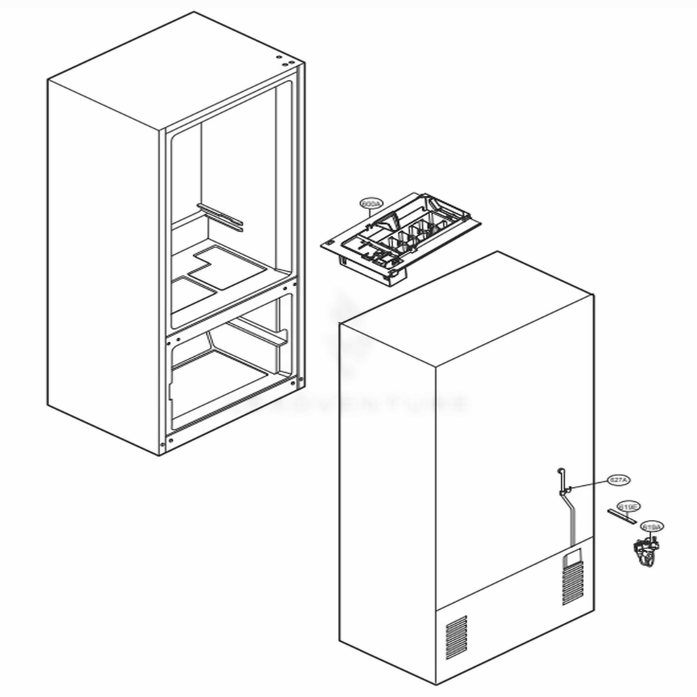 Icemaker Parts Diagram and Parts List for LFC22770ST ASTCNA5 LG Refrigerator