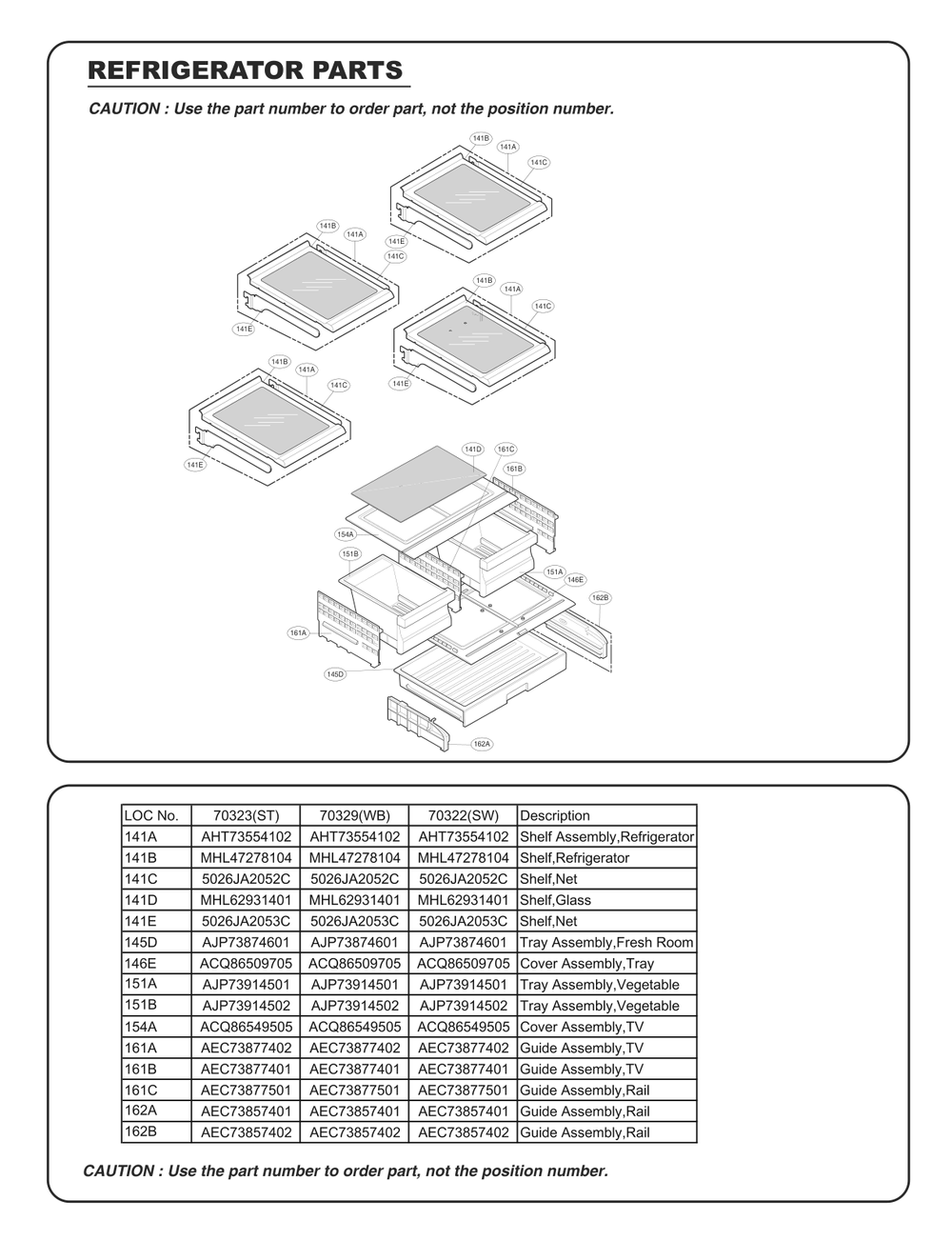 Refrigerator Parts Diagram and Parts List for GC-L258VQXD ASWCSE2 LG Refrigerator