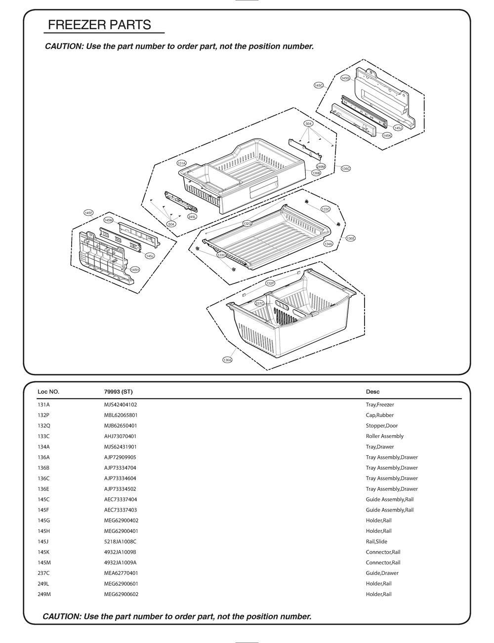 Freezer Parts Diagram and Parts List for GR-L268LSZM ASTCSE1 LG Refrigerator
