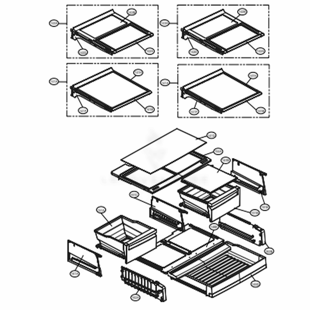 Refrigerator Parts Diagram and Parts List for 74033 ASTCSE1 LG Refrigerator