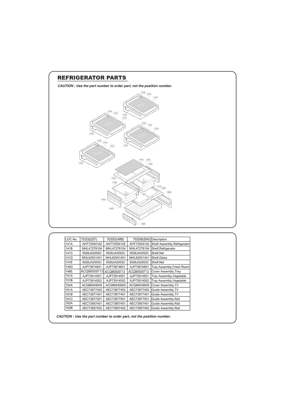 Refrigerator Parts Diagram and Parts List for GC-J258GSXL ASTCSE0 LG Refrigerator