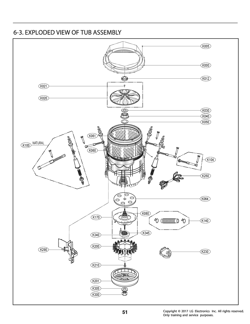 Tub Assembly Diagram and Parts List for T1760WGPT9 ASTETEU LG Washer