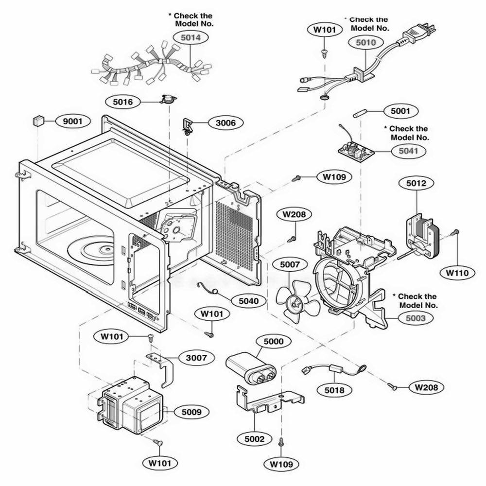 Interior Parts 2 Diagram and Parts List for 65052 CWHESEA LG Wall Oven