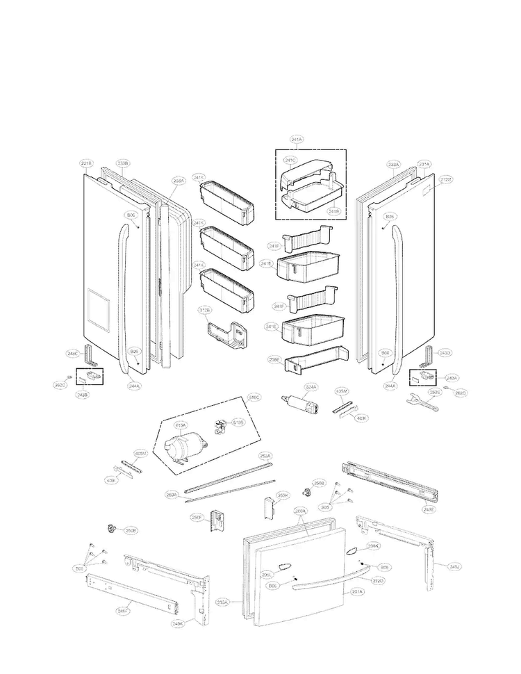 Door Parts Diagram and Parts List for LFX33975ST 01 LG Refrigerator
