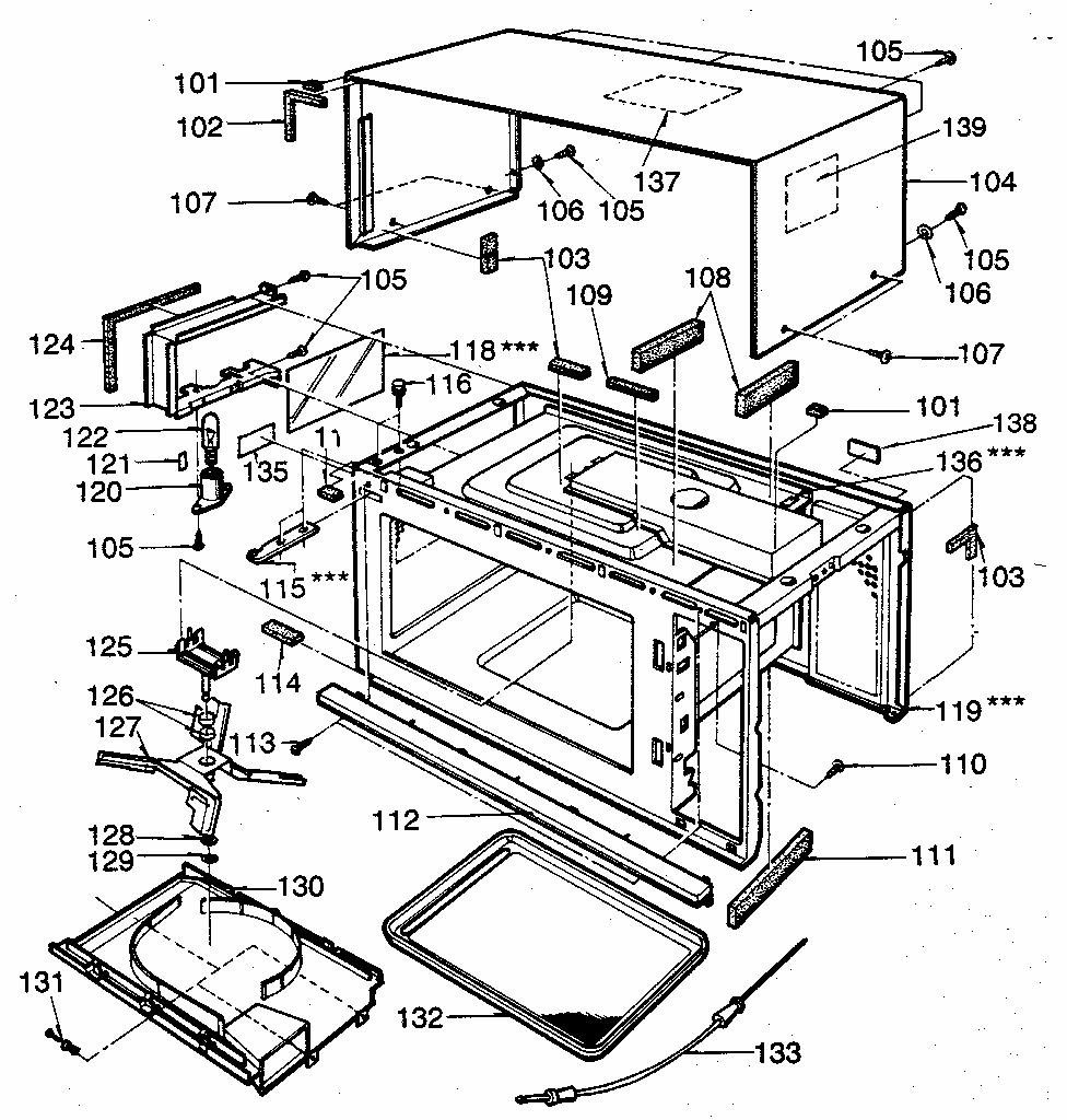 Cabinet Diagram and Parts List for 7218822880  Kenmore Microwave