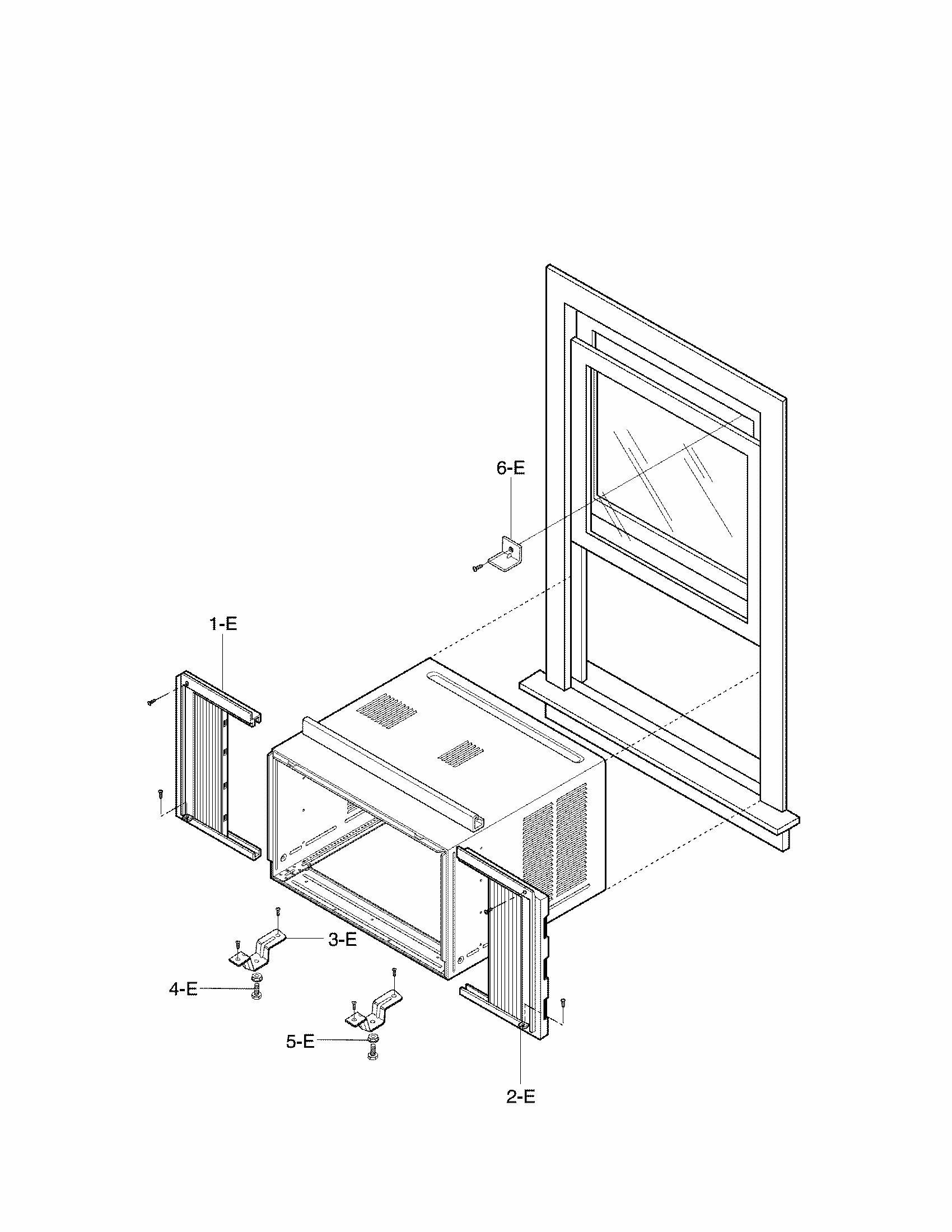 Installation Parts Diagram and Parts List for 58076100800  Kenmore Air Conditioner