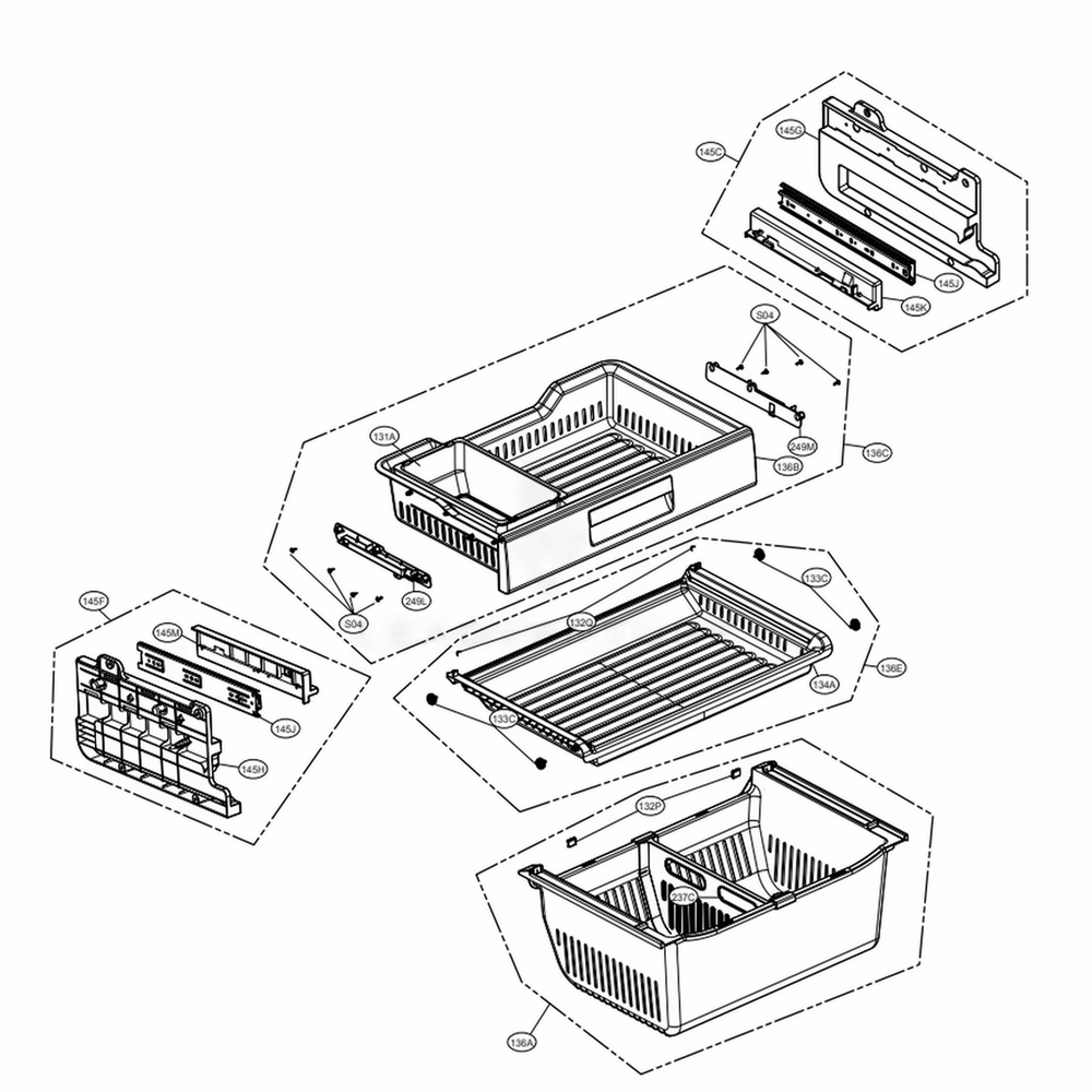 Freezer Parts Diagram and Parts List for LFXC24726S ASTCNA0 LG Refrigerator