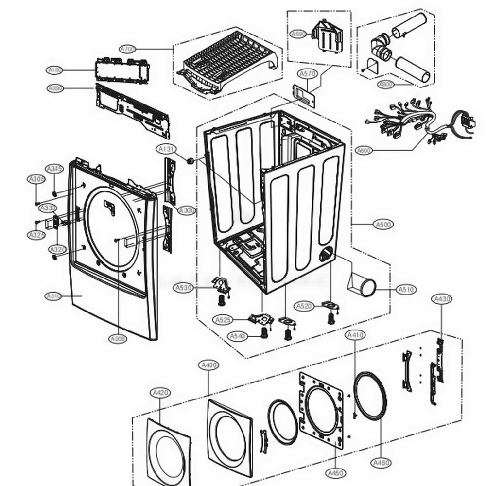 Cabinet And Door Assembly: Electric Type Diagram and Parts List for 81582 ABWESEU LG Dryer