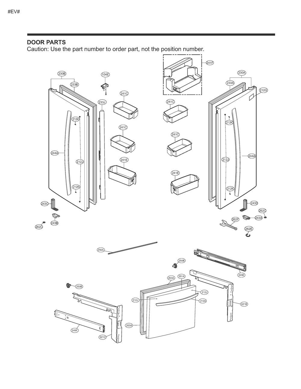 Door Parts Diagram and Parts List for GM-B268NSNM ASTCSE0 LG Refrigerator