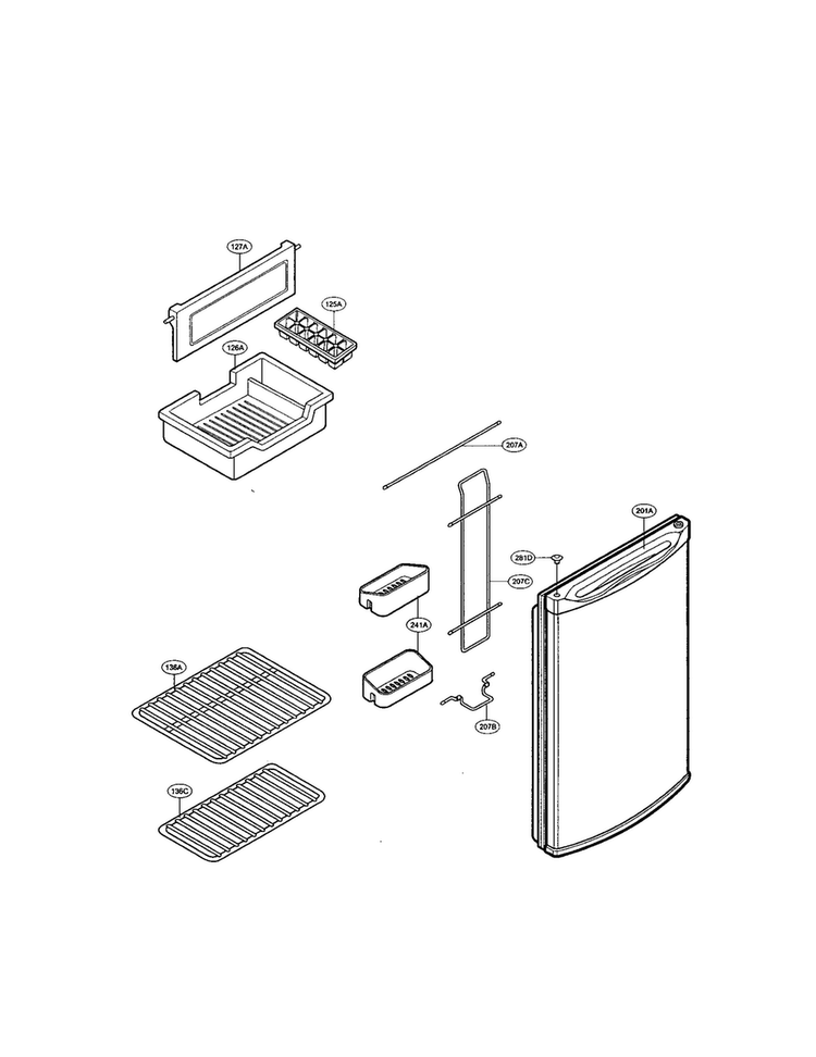 Door/shelves Diagram and Parts List for GR-131CN  LG Refrigerator