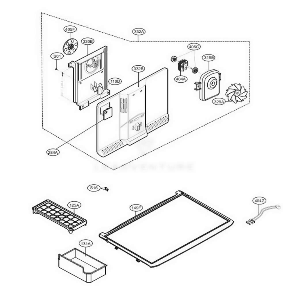 Freezer Parts Diagram and Parts List for 68039 AWBCSE8 LG Refrigerator