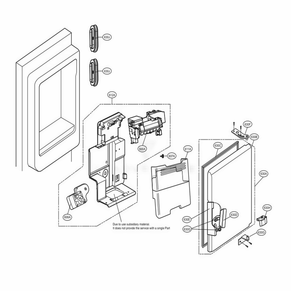 Ice Maker And Ice Bin Parts Diagram and Parts List for LMXC23796S ASTCNA0 LG Refrigerator