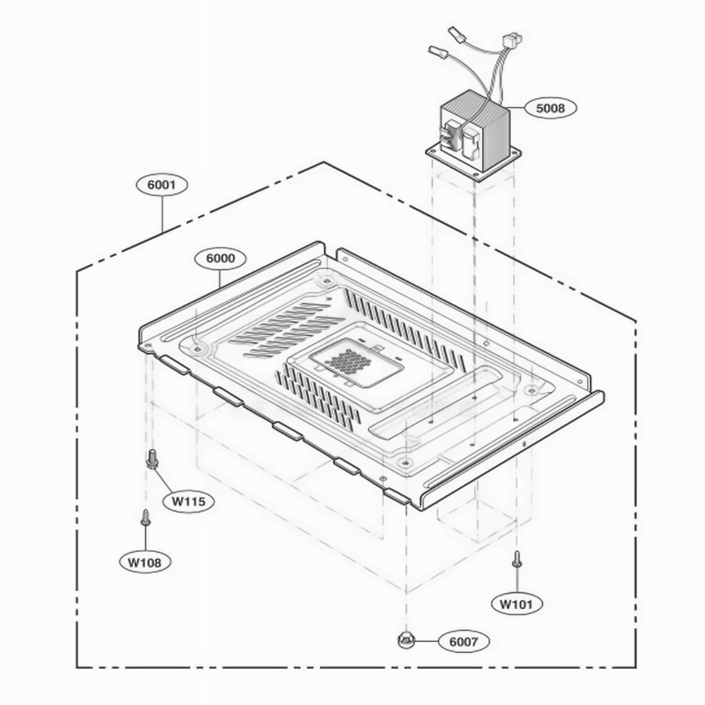 Base Plate Parts Diagram and Parts List for LD510D AGRQAMA LG Wall Oven