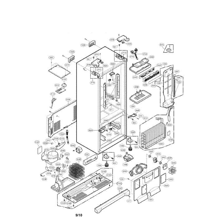 Case Diagram and Parts List for LRFC21755TT 00 LG Refrigerator