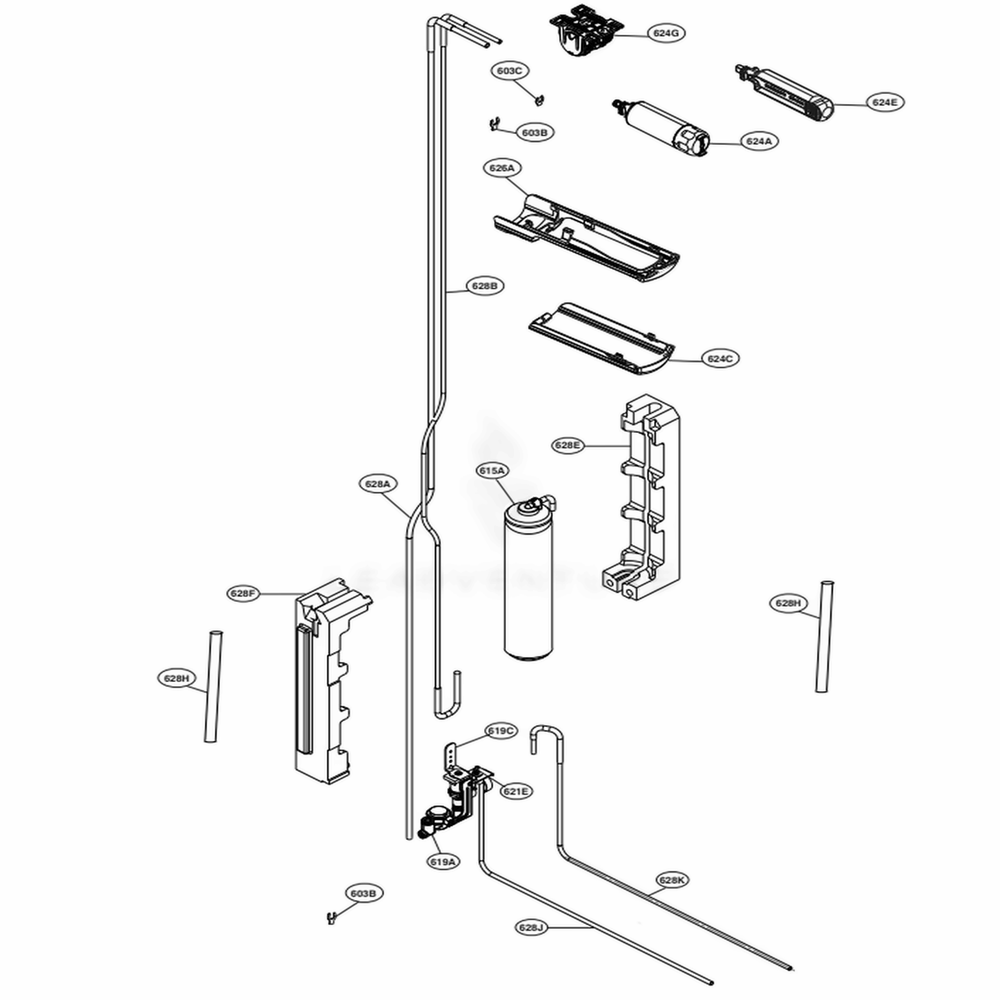 Water Purifier Part Diagram and Parts List for LSSB2696BD ASBCNA0 LG Refrigerator