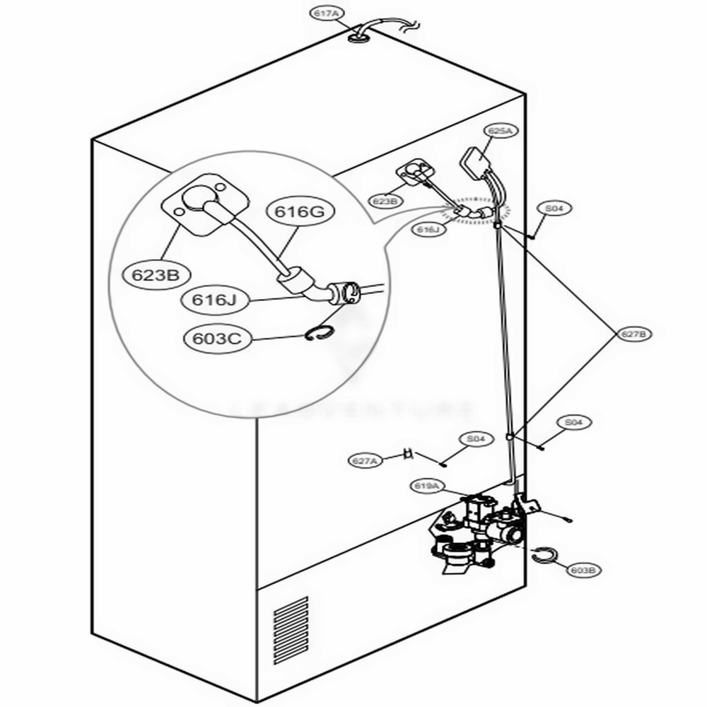 Valve And Water Tube Parts Diagram and Parts List for 74032 ASWCSE0 LG Refrigerator
