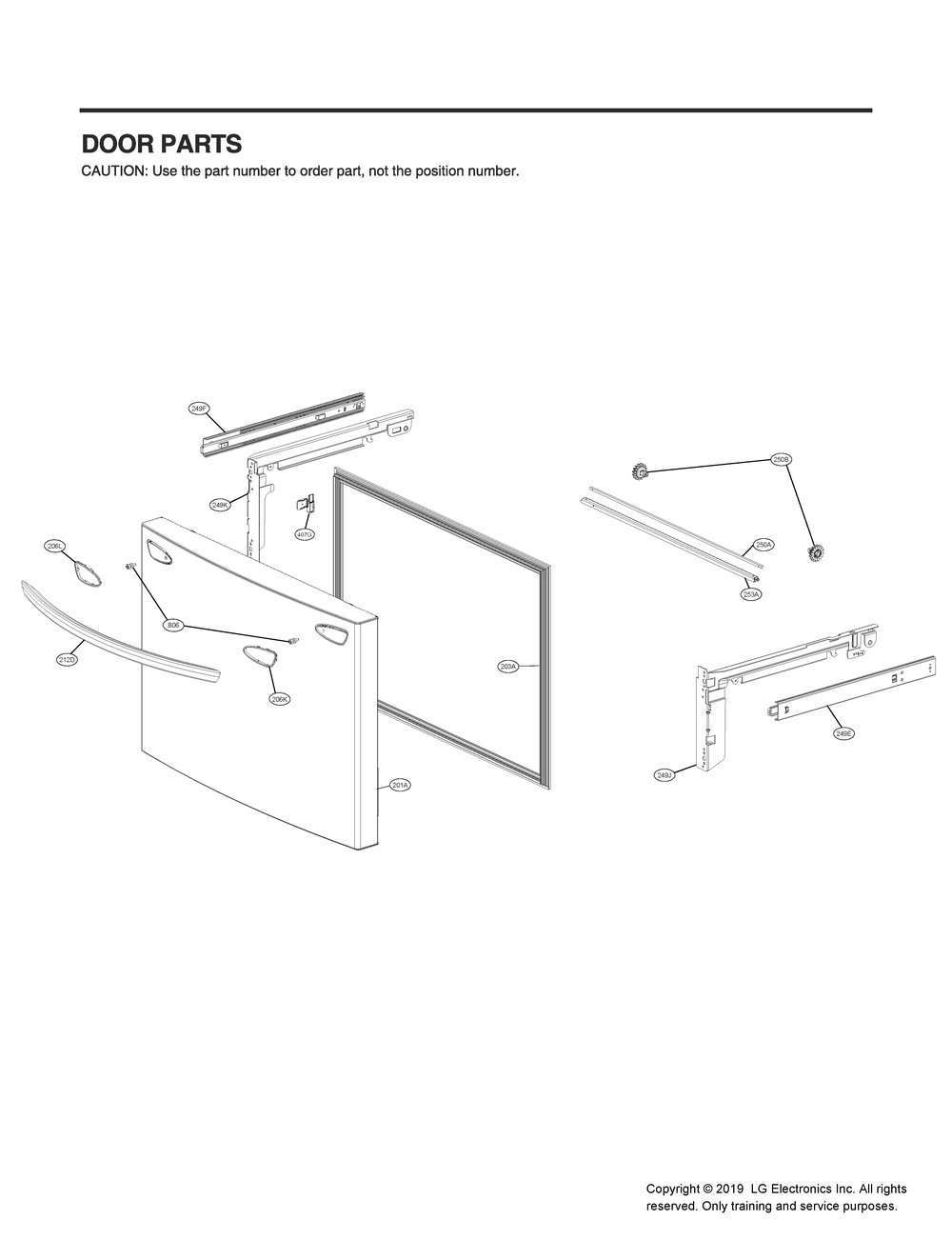 Door Parts 3 Diagram and Parts List for GR-L248MSRM ASTCNA0 LG Refrigerator