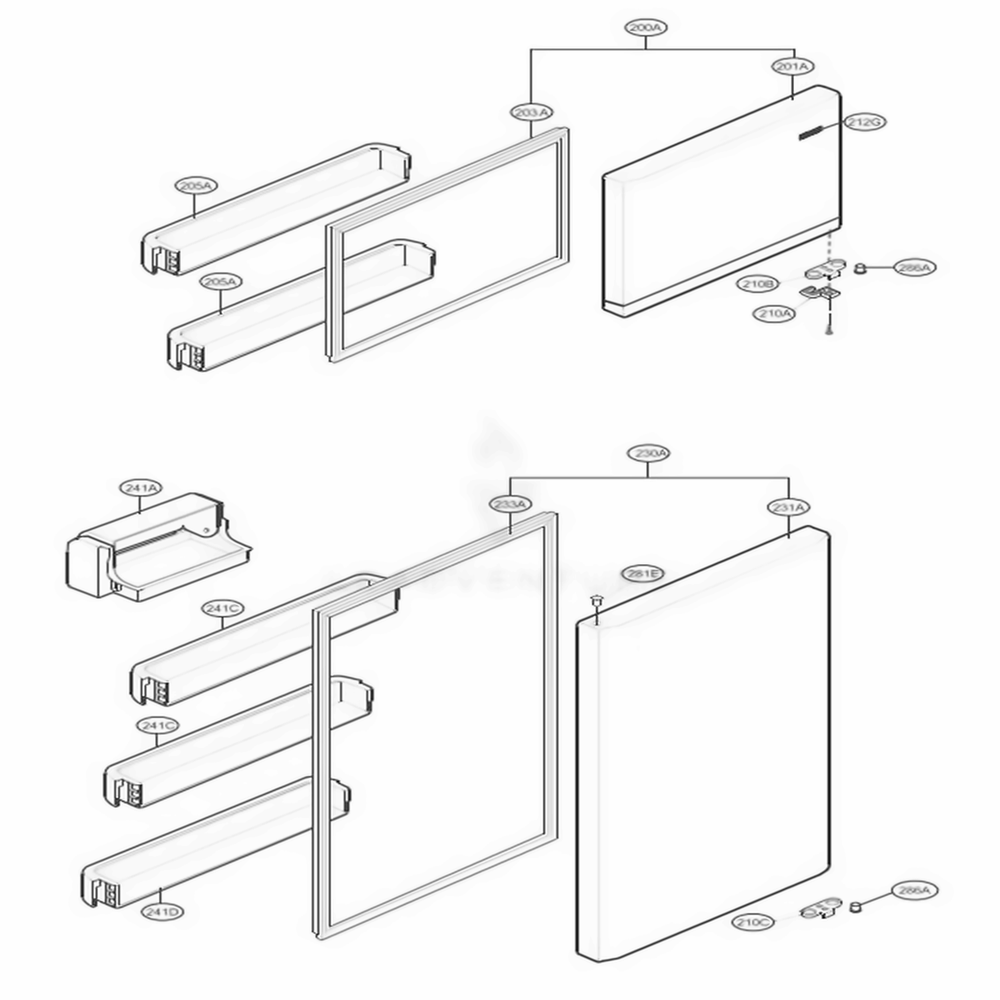 Door Parts Diagram and Parts List for LTCS24223B AWBCNA5 LG Refrigerator