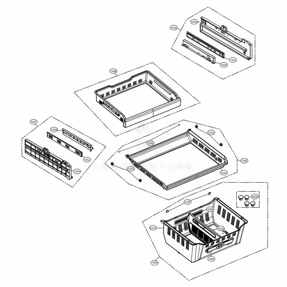Freezer Parts Diagram and Parts List for LMXC23796S ASTCNA1 LG Refrigerator