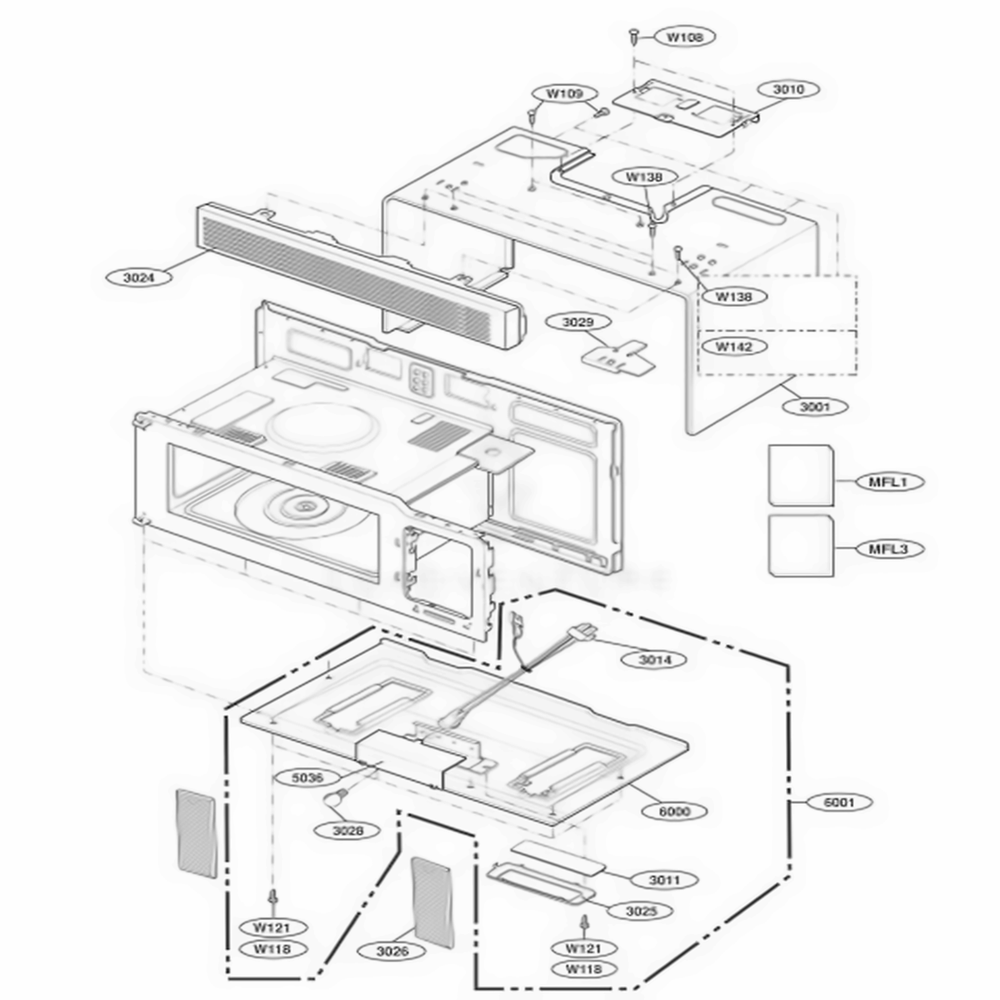 Oven Cavity Parts Diagram and Parts List for MV1526B ABKESEG LG Wall Oven
