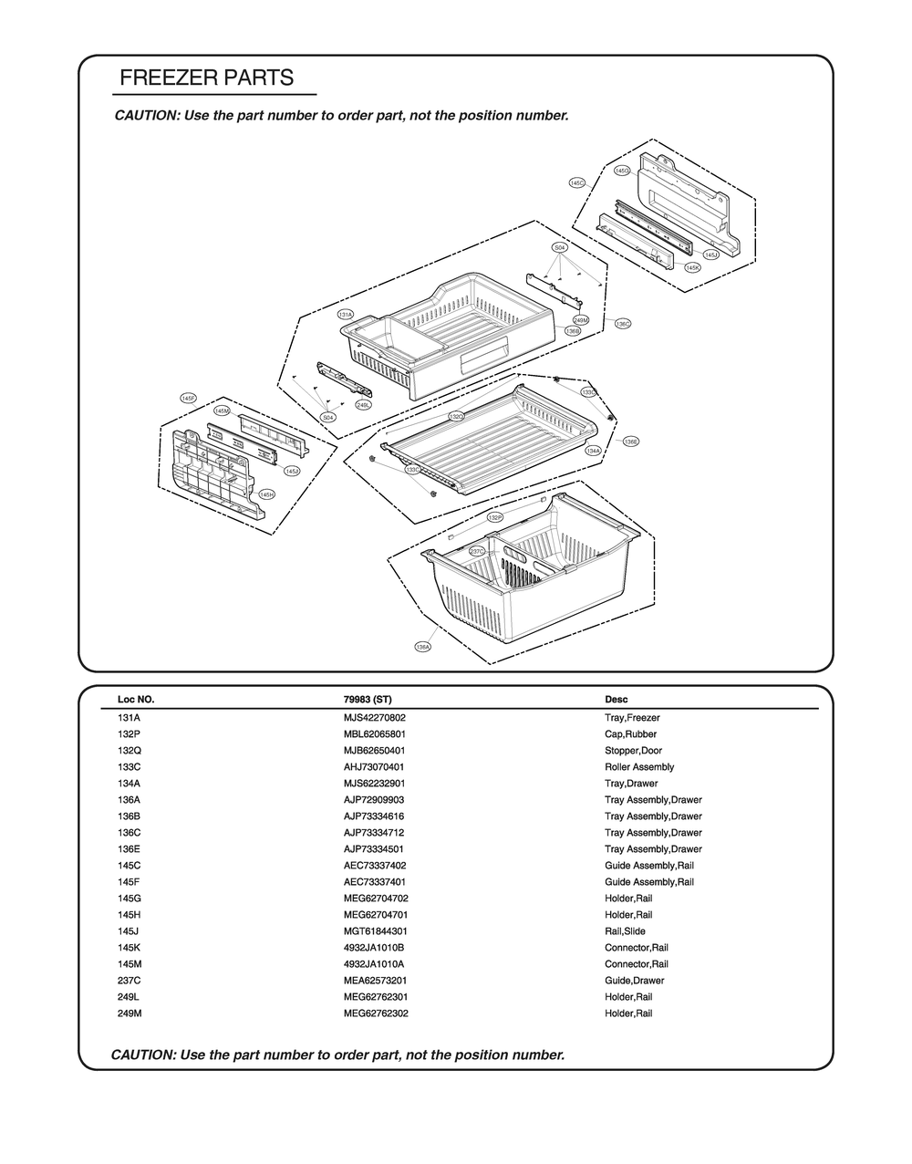 Freezer Parts Diagram and Parts List for GR-L318LSZM ASTCSE0 LG Refrigerator